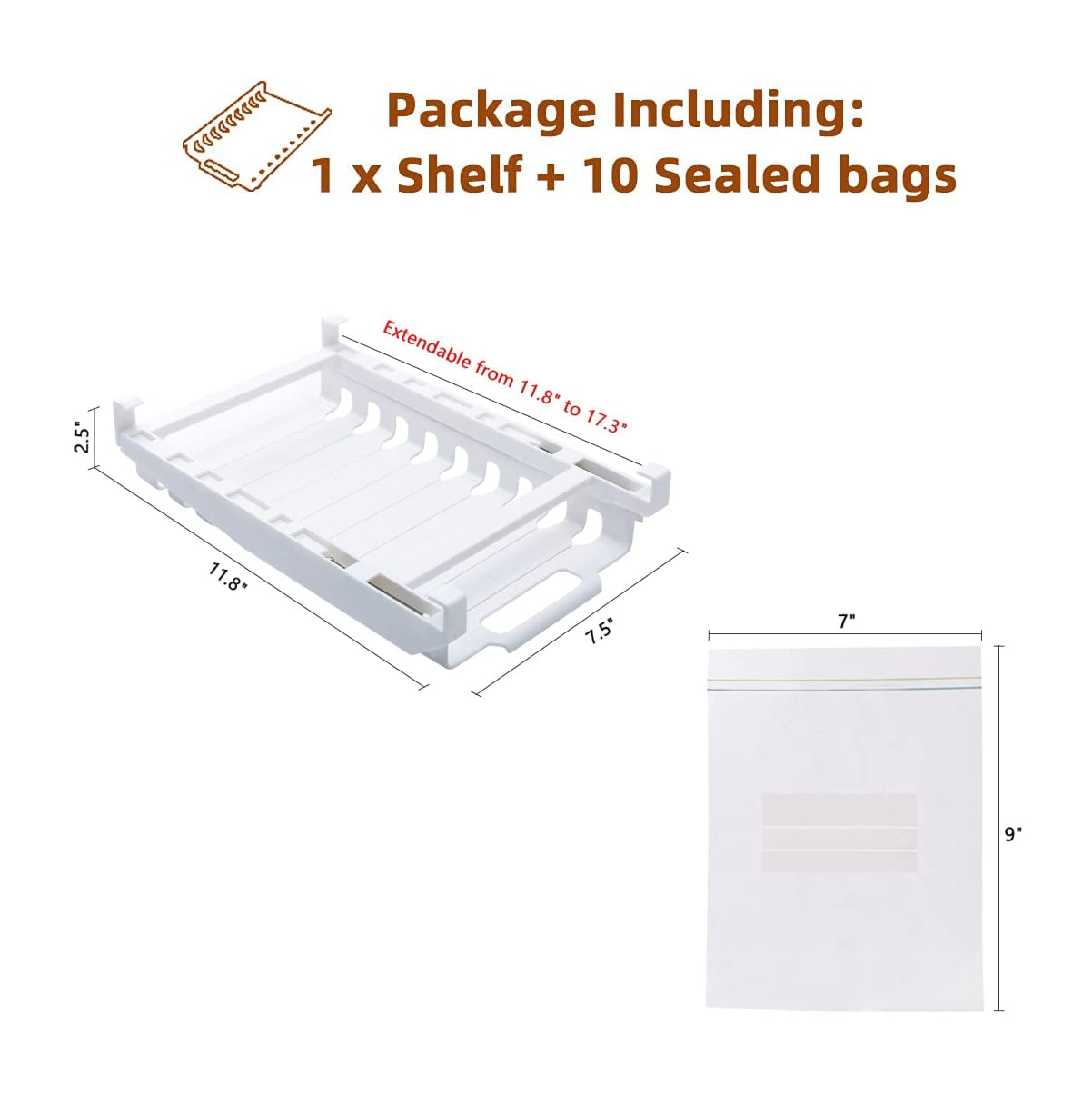 Estante Organizador Para Nevera con 10 Bolsas Ziplock ®