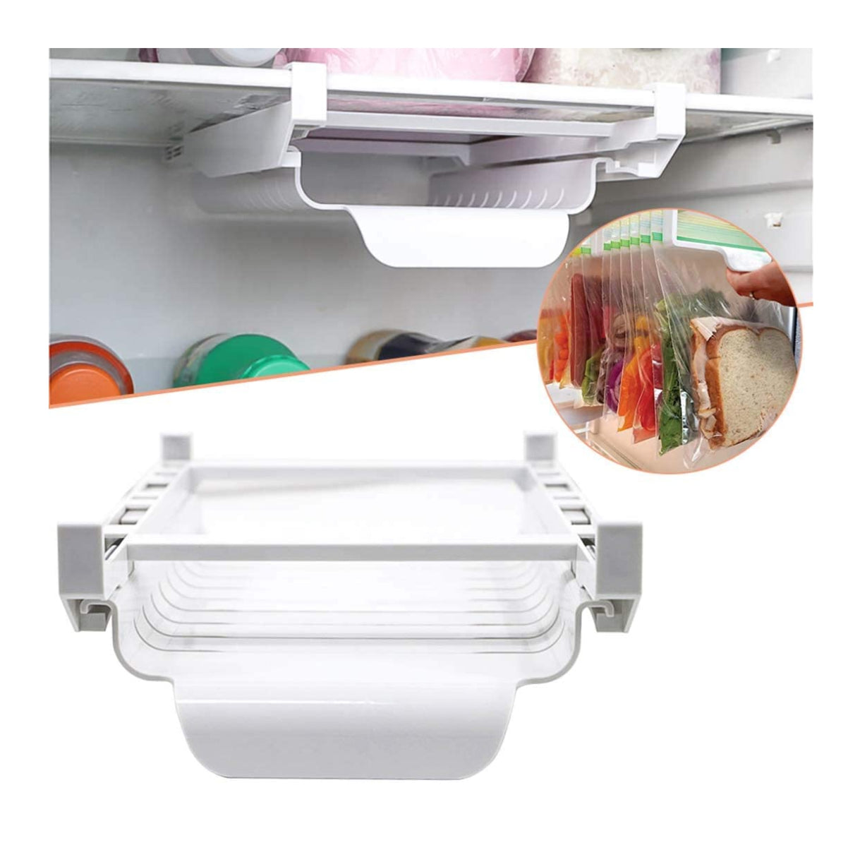 Estante Organizador Para Nevera con 10 Bolsas Ziplock ®